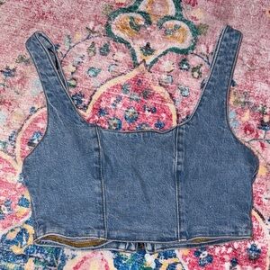 Zara Blue Denim Crop Top Size Small